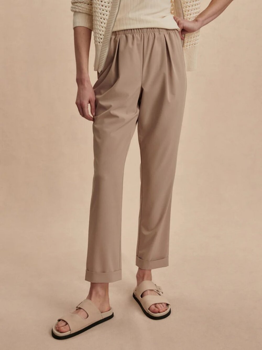 Varley Alana Slim Tapered Cuff Pant 29" in Simply Taupe Size S